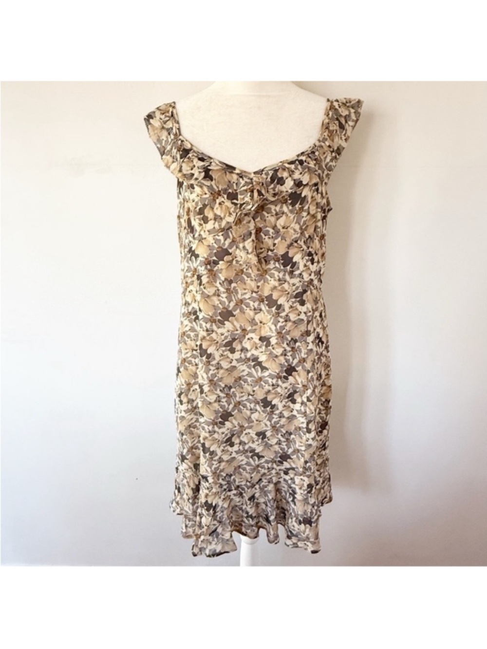NWT LOFT Women Y2K Sheer Floral Babydoll Ruffle Dress Sz 10P Fairy Feminine